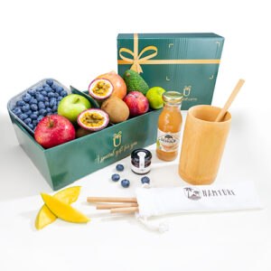 Fruitbox Smoothie met Bamboe Beker en Rietjes